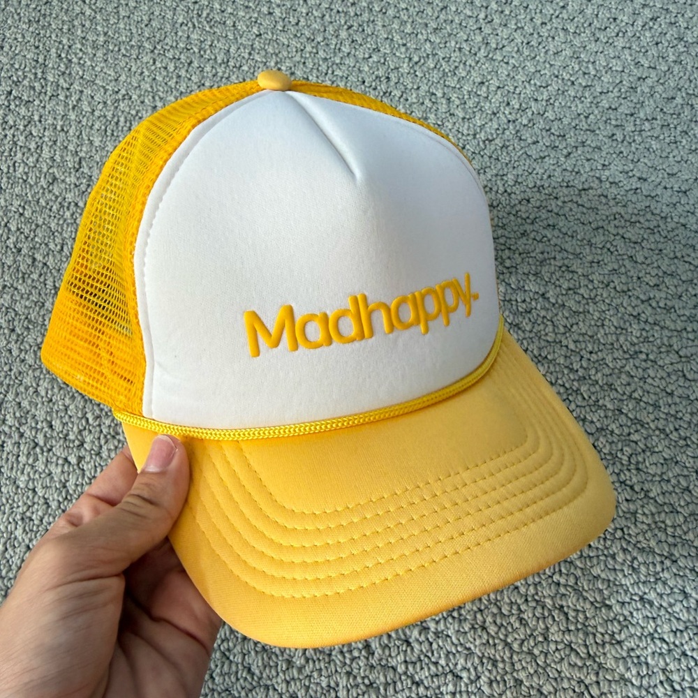 Madhappy Yellow and White Mesh Trucker Cap